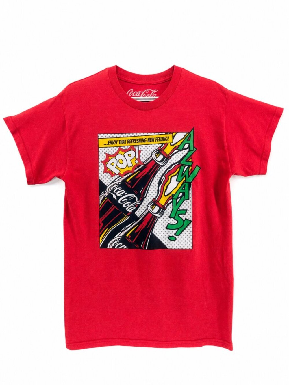 Coca-Cola Graphic T-Shirt, Always! Pop Art, Red, Unisex Size M